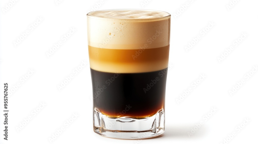 Layered Coffee Drink in Glass with Foam Layered Coffee Drink in Glass with Foam
