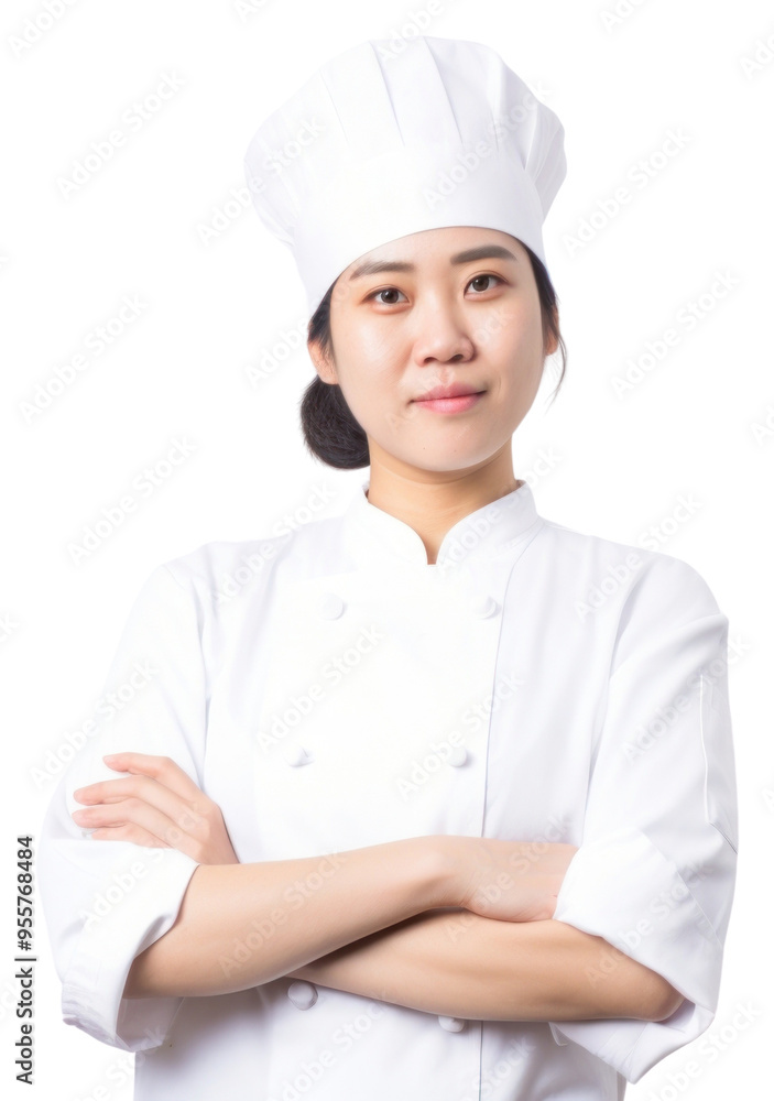 PNG Asian women wearing white chef uniform portrait adult white background. PNG Asian women wearing white chef uniform portrait adult white background.