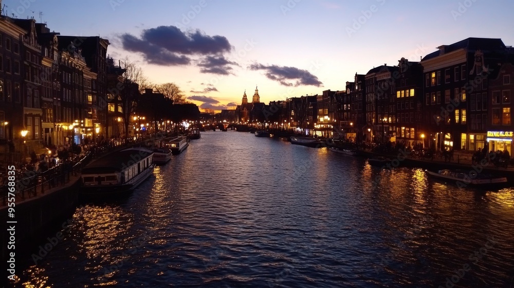 Obraz premium Serene Evening in Amsterdam