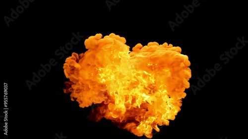 Fire explosion shooting with high speed camera with black png background 