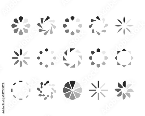 Collection Loading bar status icon. Vector illustration. Set of vector loaded icons. Download progress. Donload or Upload.