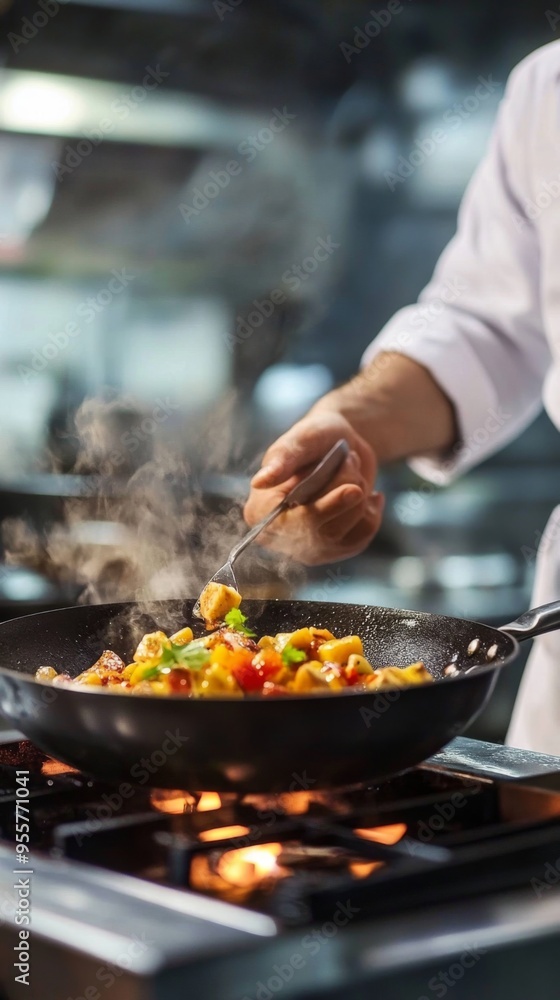 Cooking Fresh Vegetables in a Kitchen Cooking Fresh Vegetables in a Kitchen