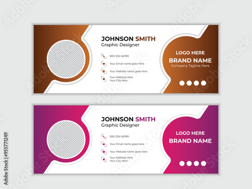 Modern email signature template design or personal social media cover template