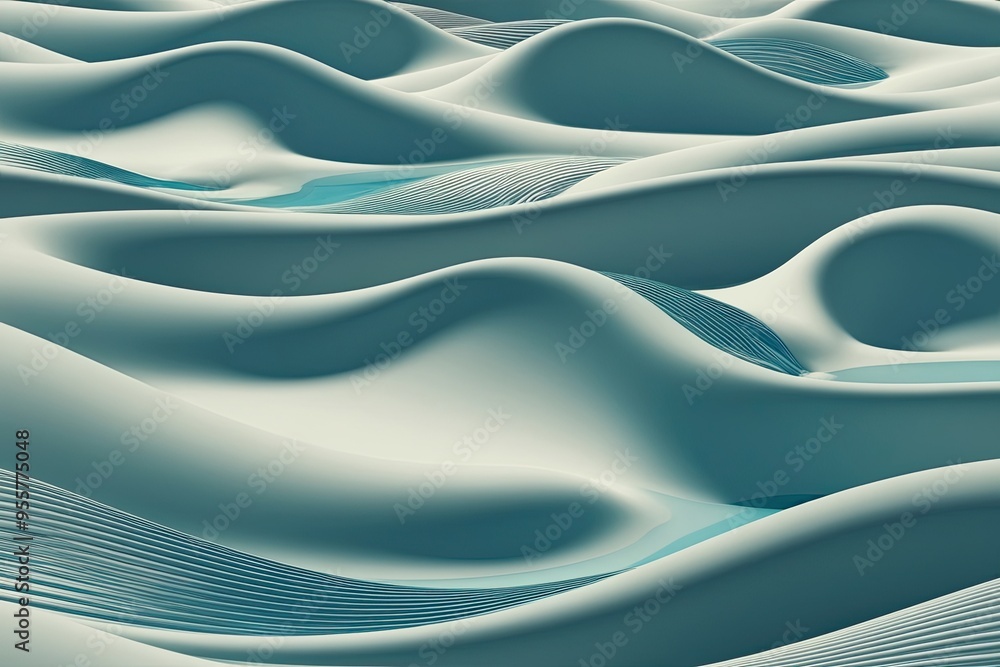 Obraz premium Elegant Three-Dimensional Wave Structures and Fluid Surface Model Wallpaper