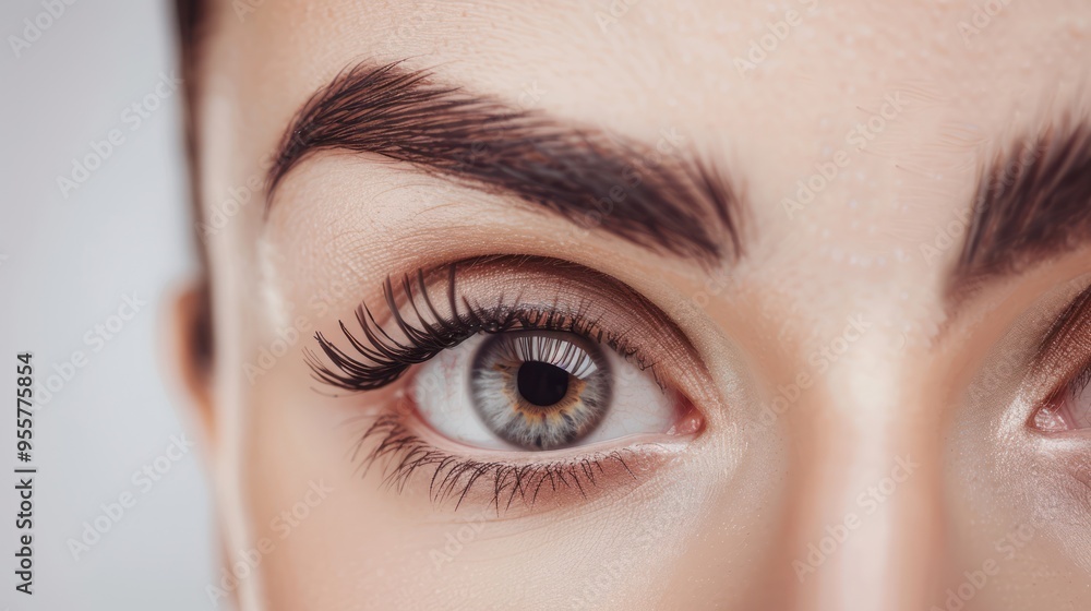 Naklejka premium Close-up of a Woman's Eye with Makeup
