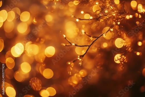 Wallpaper Mural Warm golden bokeh lights shimmer softly in an evening setting, creating an enchanting atmosphere during a festive celebration Torontodigital.ca