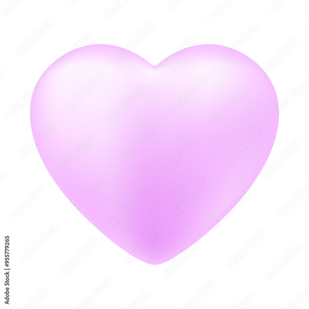 Realistic 3d heart love illustration on white