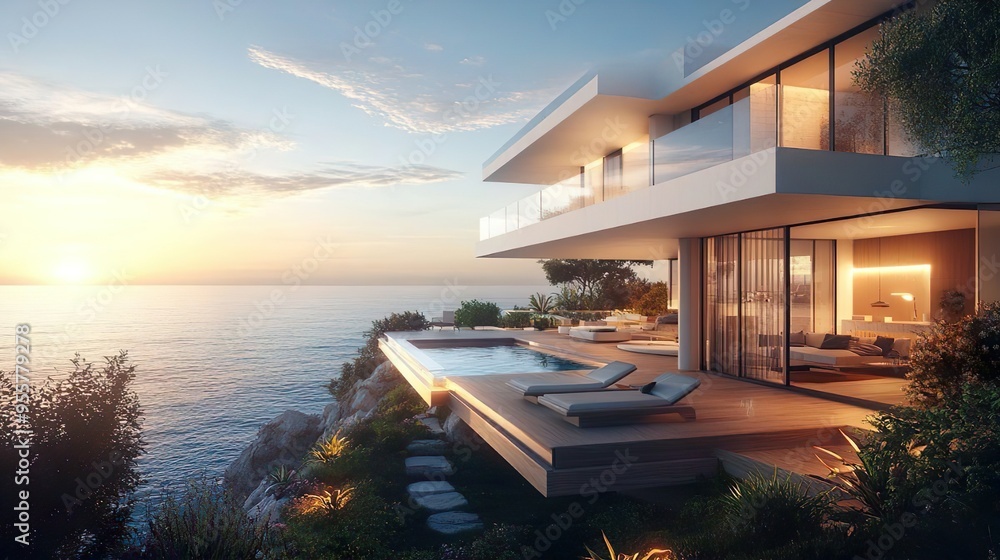 Fototapeta premium Elegant beachfront design featured in stunning building and architecture photos