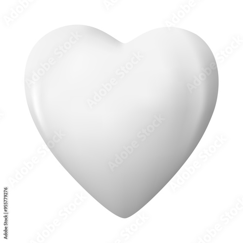 Realistic 3d heart love isolated illustration on a white background