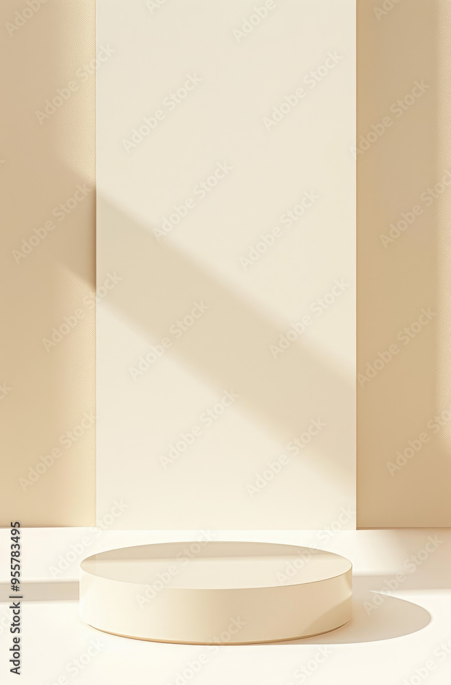 White Square Podium on a Creamy Beige Background for a Soft Look White Square Podium on a Creamy Beige Background for a Soft Look