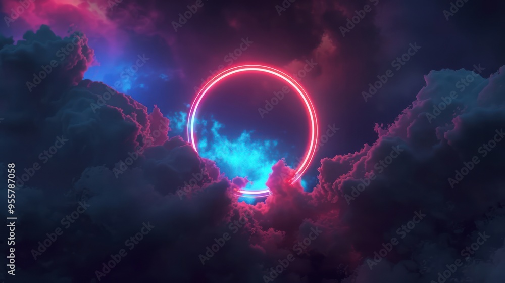 Neon Circle in the Clouds Neon Circle in the Clouds
