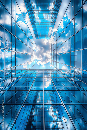 Wallpaper Mural Modern Skyscraper Reflective Glass Windows Sky View Torontodigital.ca