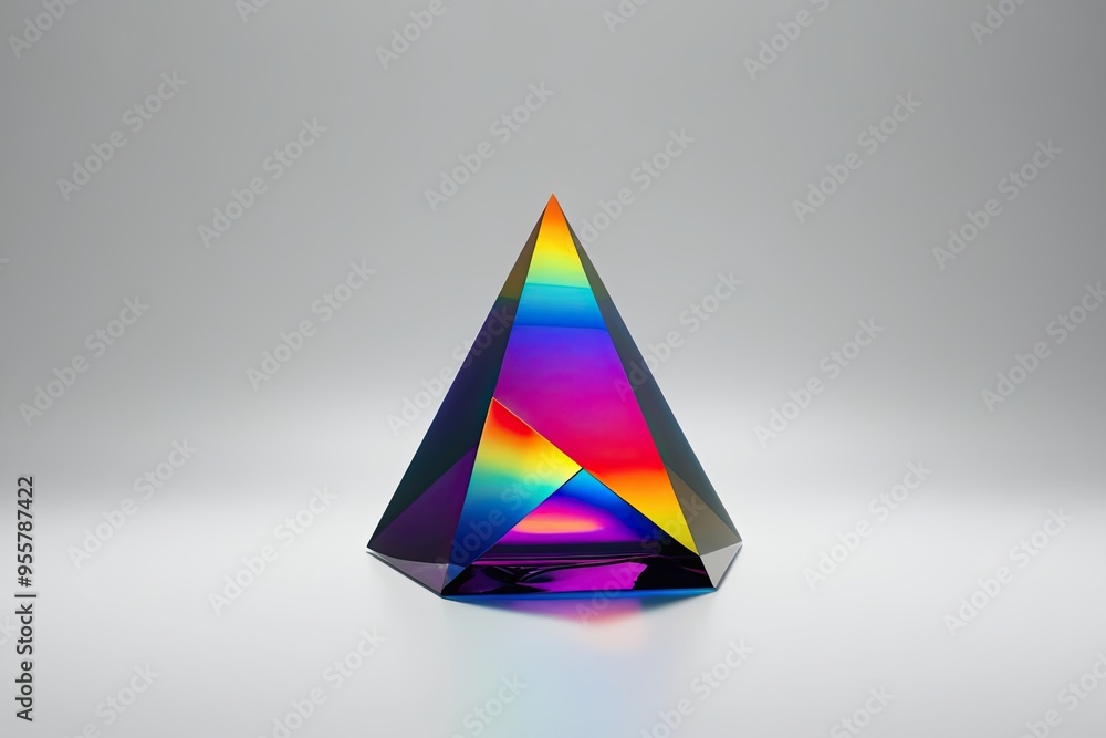 Fototapeta premium Vibrant Liquid Prism 3D Visualization with Vivid Spectrum on Blank White Backdrop