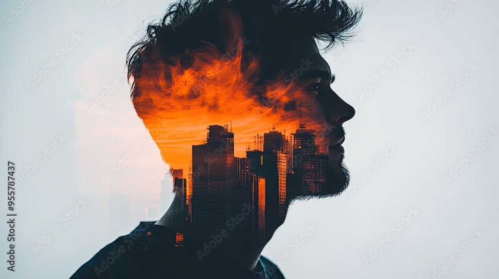 Double Exposure of a Man Double Exposure of a Man