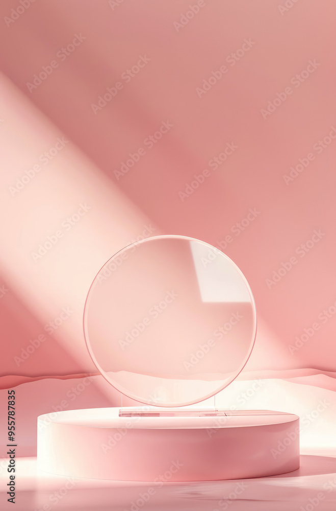 Clear Acrylic Podium on a Pastel Pink Background for a Soft, Contemporary Look Clear Acrylic Podium on a Pastel Pink Background for a Soft, Contemporary Look