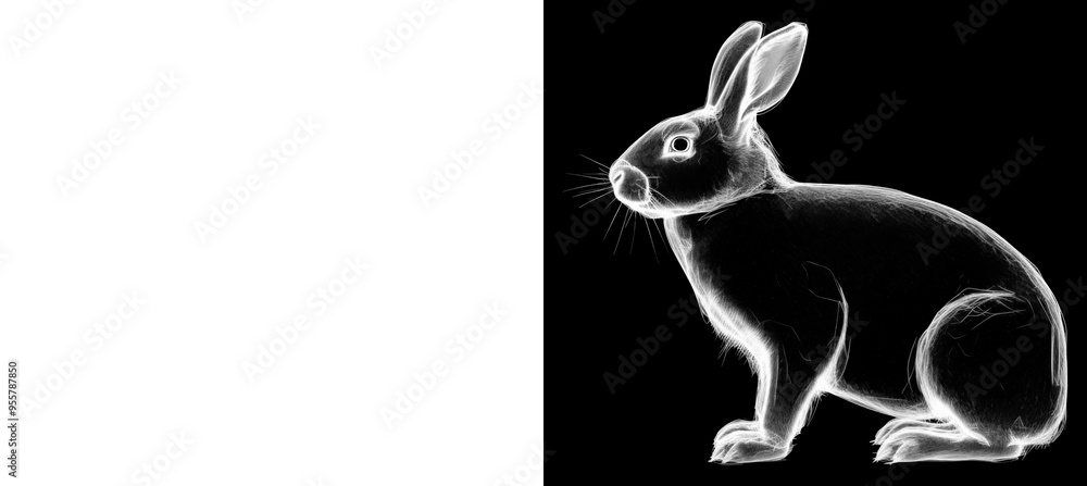 Obraz premium PNG Contrasting rabbit silhouette designs