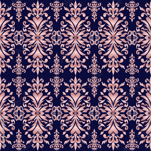 Classic Damask seamless pattern, Wallpaper in the style of Baroque, Vintage background, Luxury floral Graphic pattern for fabric, curtain, packaging, Vector Illustration for Elegant Textile Design