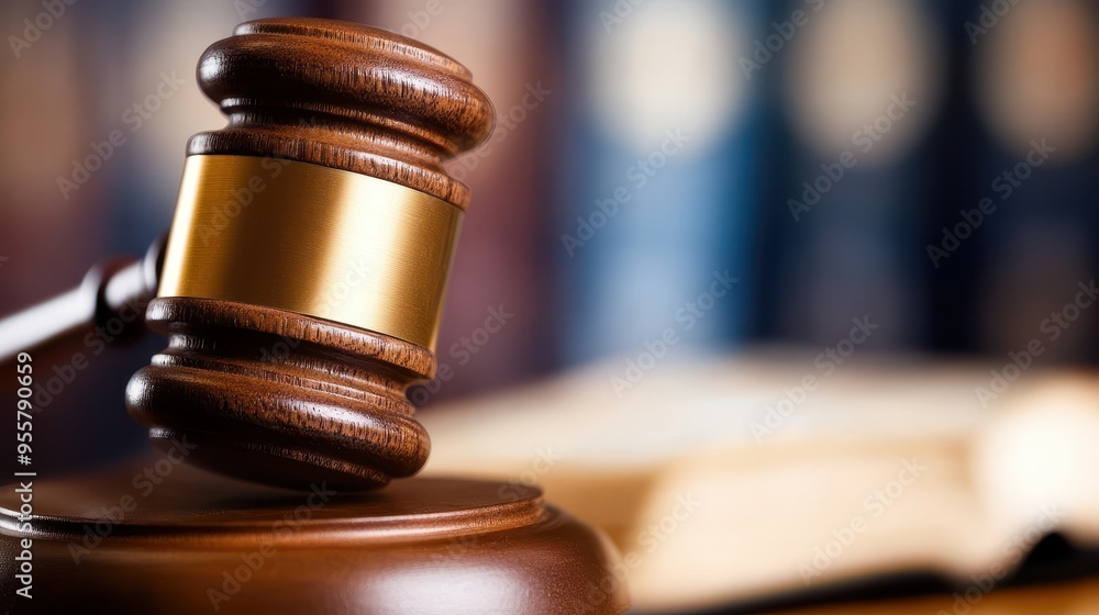 A close-up of a wooden gavel resting on a table with blurred legal books in the background, symbolizing justice and law. A close-up of a wooden gavel resting on a table with blurred legal books in the background, symbolizing justice and law.