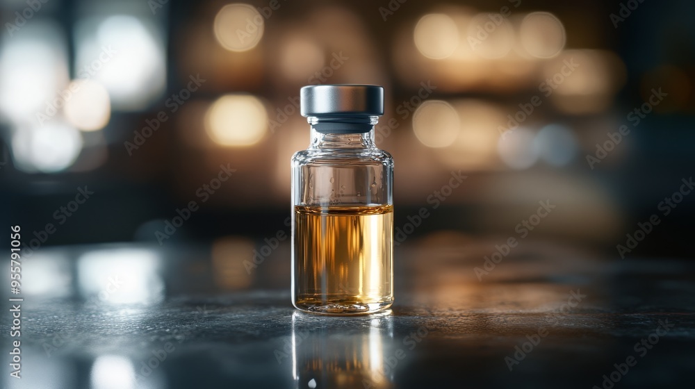 Single medical vial. Pharmaceutical concept Single medical vial. Pharmaceutical concept
