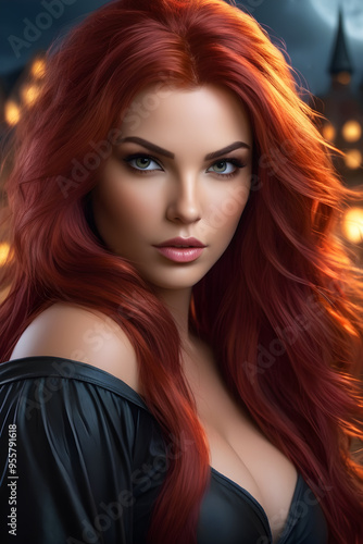 Beautiful Woman With Vibrant Red Hair