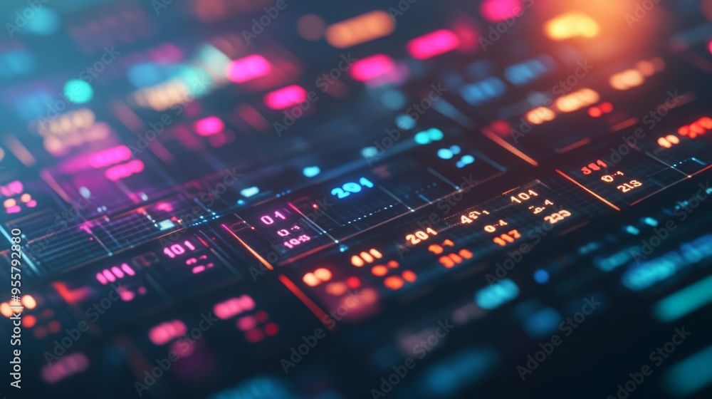 Abstract futuristic display with glowing numbers. Abstract futuristic display with glowing numbers.