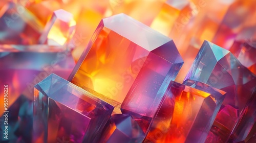 Close-up of Vibrant Multicolored Glass Crystals