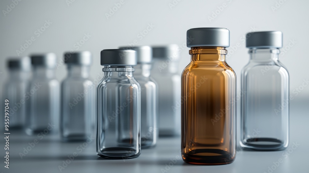 Medical vials. Pharmaceutical concept Medical vials. Pharmaceutical concept