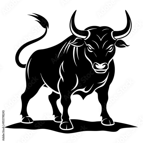 black and white bull