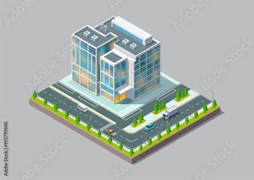 Isometric modern building