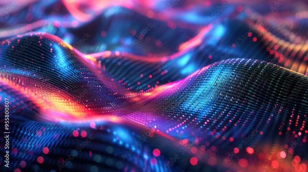 Iridescent Geometric Shape on Dark Background - Abstract Design 3D Render Iridescent Geometric Shape on Dark Background - Abstract Design 3D Render