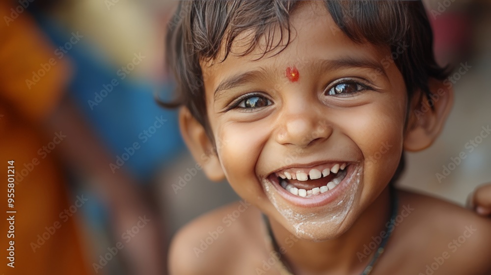A child with a big grin receiving a compliment, their happiness evident in their joyful expression and sparkling eyes. A child with a big grin receiving a compliment, their happiness evident in their joyful expression and sparkling eyes.
