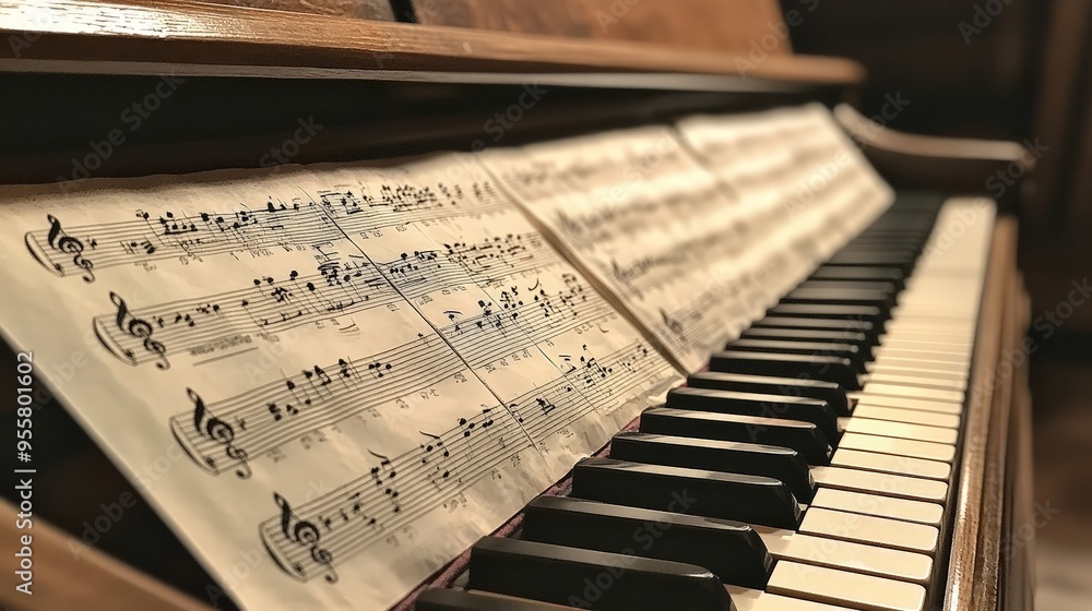 Fototapeta premium sheet music with detailed annotations, showcasing the dedication and craftsmanship involved in preparing for a performance.