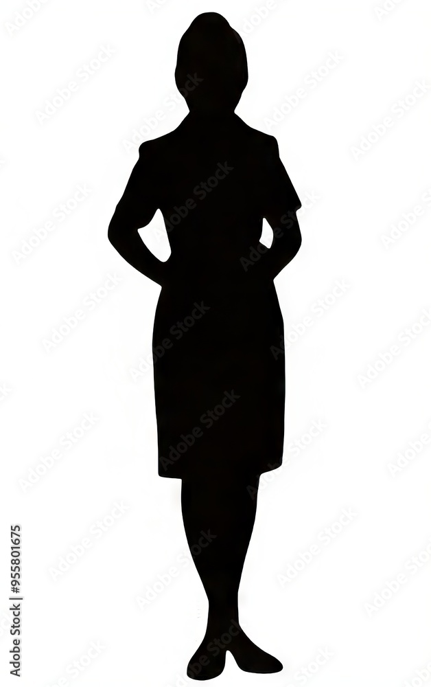 Silhouette of a professional female figure in a uniform. Silhouette of a professional female figure in a uniform.