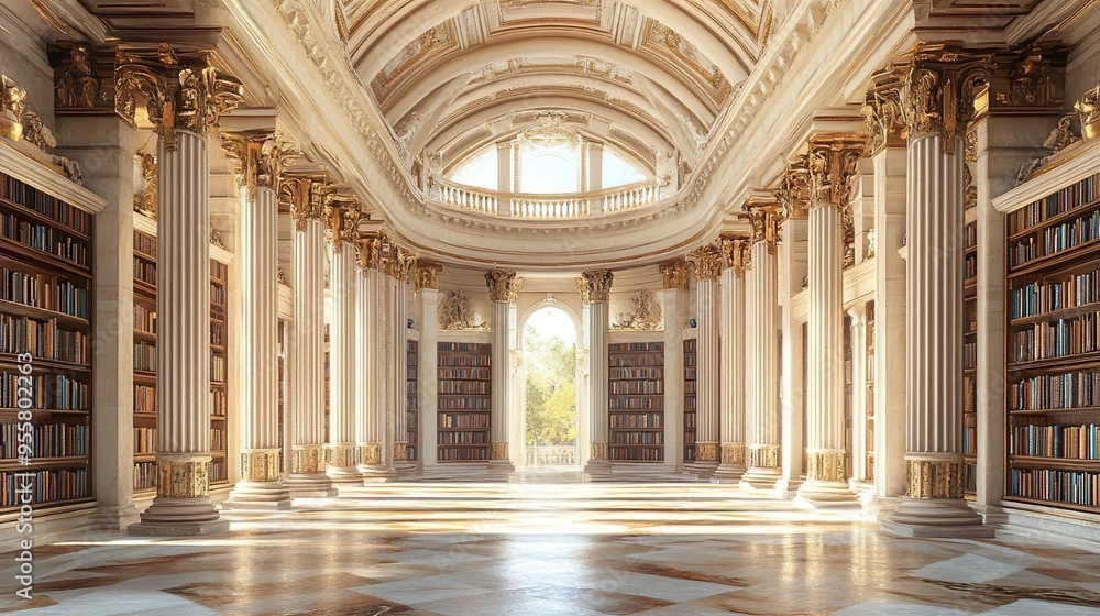 Fototapeta premium Stylish banquet hall with opulent architecture and elegant interior decor