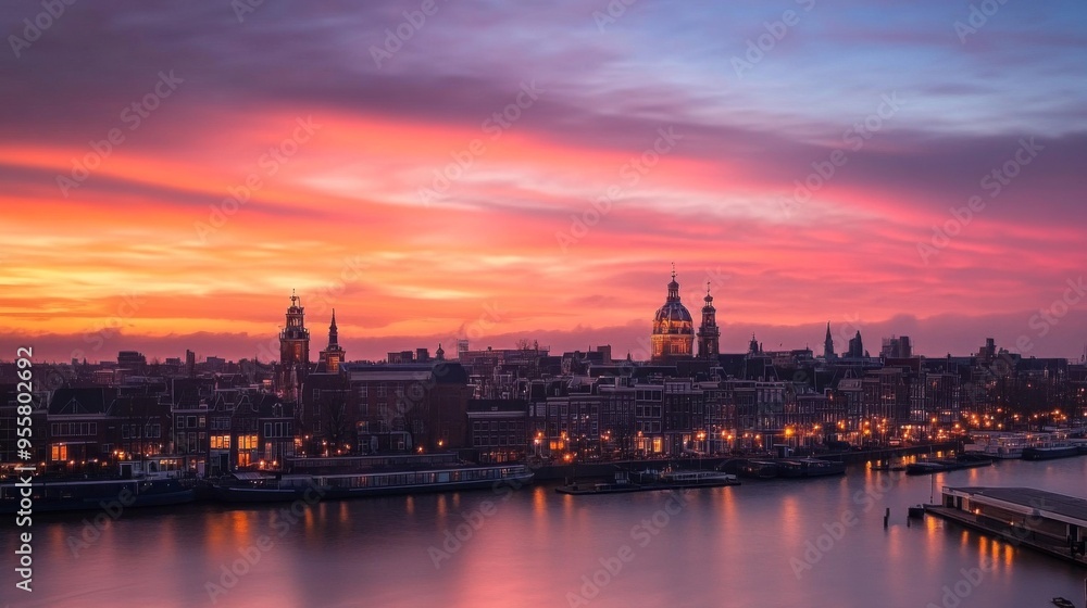 Fototapeta premium Stunning Sunset Over Cityscape