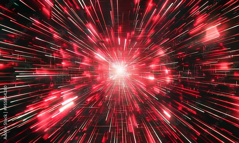 Abstract Red Light Tunnel - Digital Space Abstract Red Light Tunnel - Digital Space