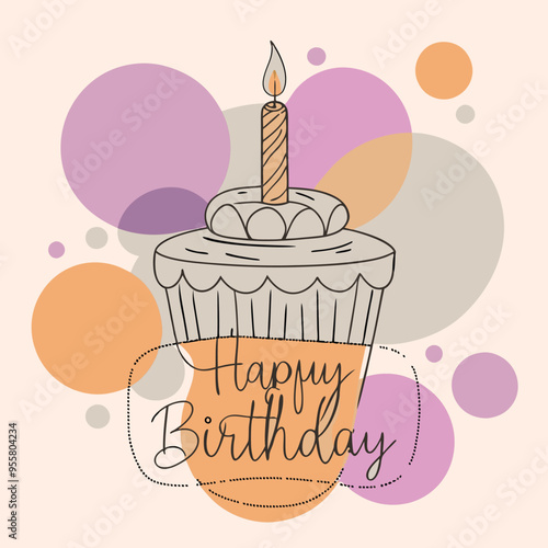 Happy Birthday Celebration Illustration with Balloons, Gifts, and Cake