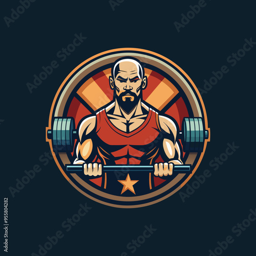 amblem fitness and gym logo vector art