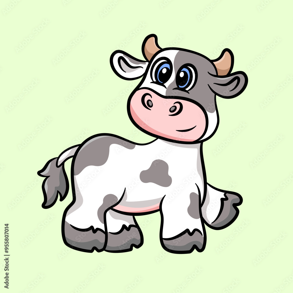Fototapeta premium cartoon vector cows walking leisurely