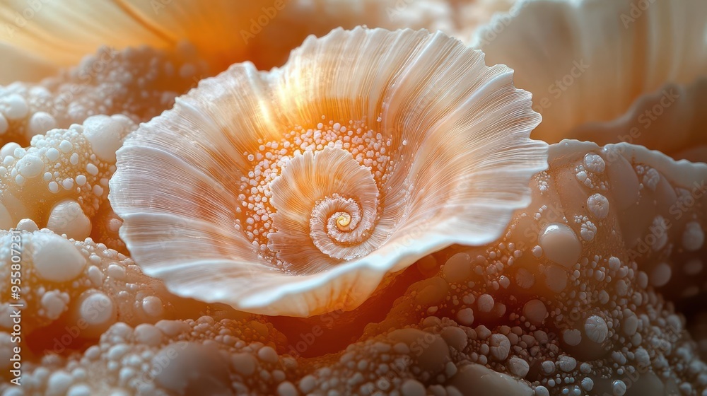 intricate seashell macro delicate floral patterns etched on brown surface soft vintage tones textured backdrop natures artistry in focus intricate seashell macro delicate floral patterns etched on brown surface soft vintage tones textured backdrop natures artistry in focus