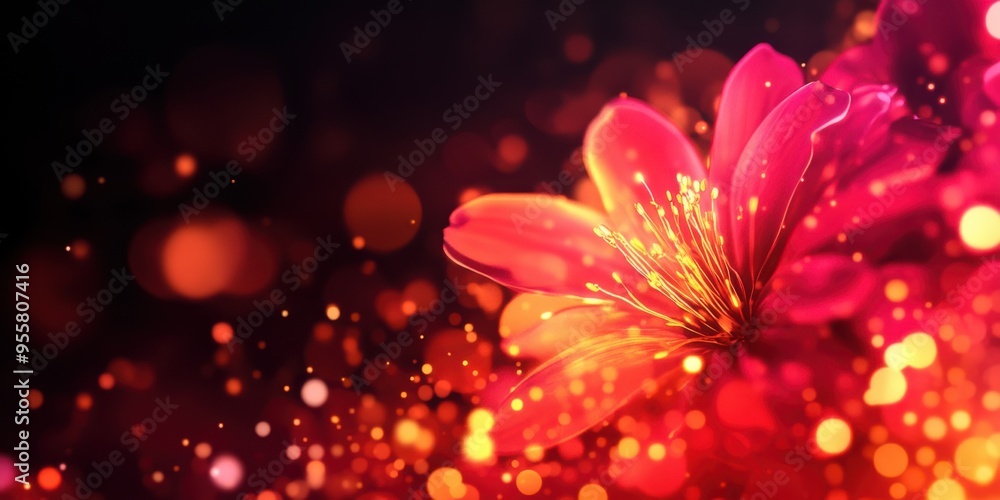 A vibrant flower amidst a burst of colorful bokeh lights, creating a magical and enchanting atmosphere. A vibrant flower amidst a burst of colorful bokeh lights, creating a magical and enchanting atmosphere.