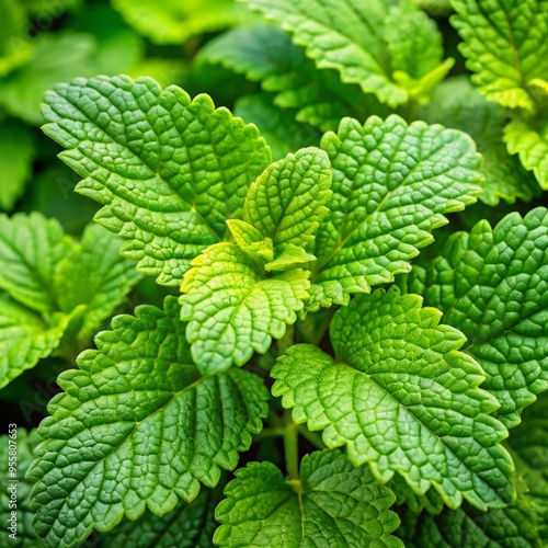 mint leaves on a green background