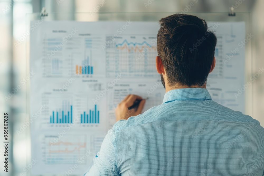 Agent mapping out a client acquisition strategy on a glass board with detailed notes and graphs Client strategy, real estate planning Agent mapping out a client acquisition strategy on a glass board with detailed notes and graphs Client strategy, real estate planning