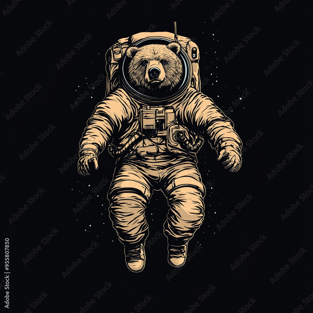 Illustration of a Bear in an Astronaut Suit Floating in Space, Unique Animal Space Exploration Concept
Illustration of a Bear in an Astronaut Suit Floating in Space, Unique Animal Space Exploration Concept