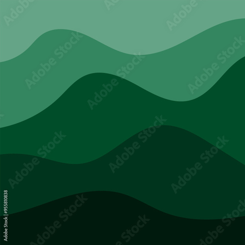 green wavy curve abstract background. illustration vector graphic. brochure, design, pattern, color, template.