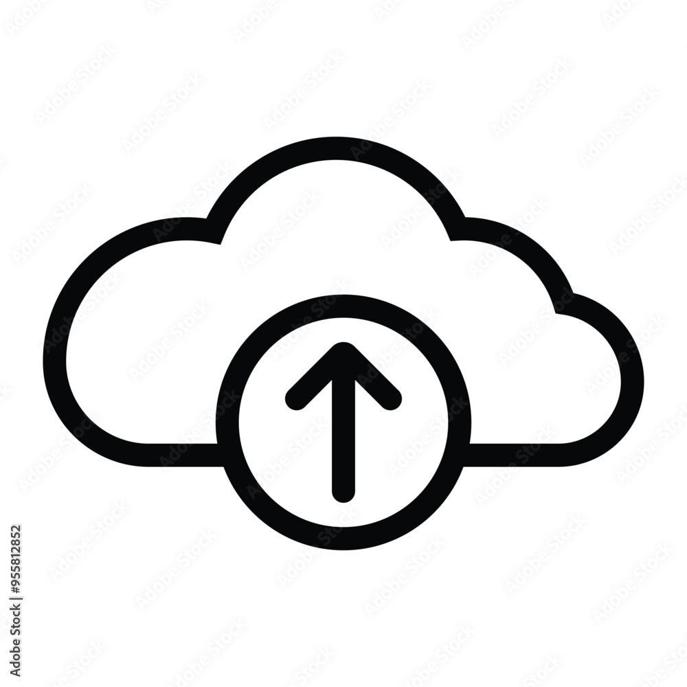 Upload vector icon. Cloud uploading symbol. Arrow up sign. Storage, sync, computing concept. Outline line pictogram for web, app. Upload vector icon. Cloud uploading symbol. Arrow up sign. Storage, sync, computing concept. Outline line pictogram for web, app.
