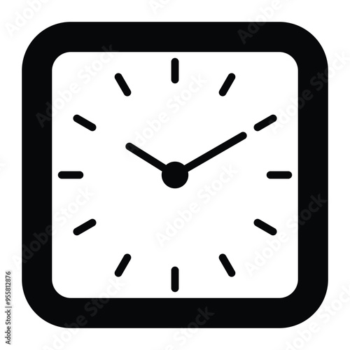 Clock vector icon. Wall clock black silhouette. Time symbol. Flat design for apps and websites. Isolated on white background.
