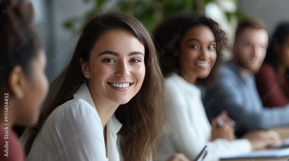 A Woman Smiling In a Group of People