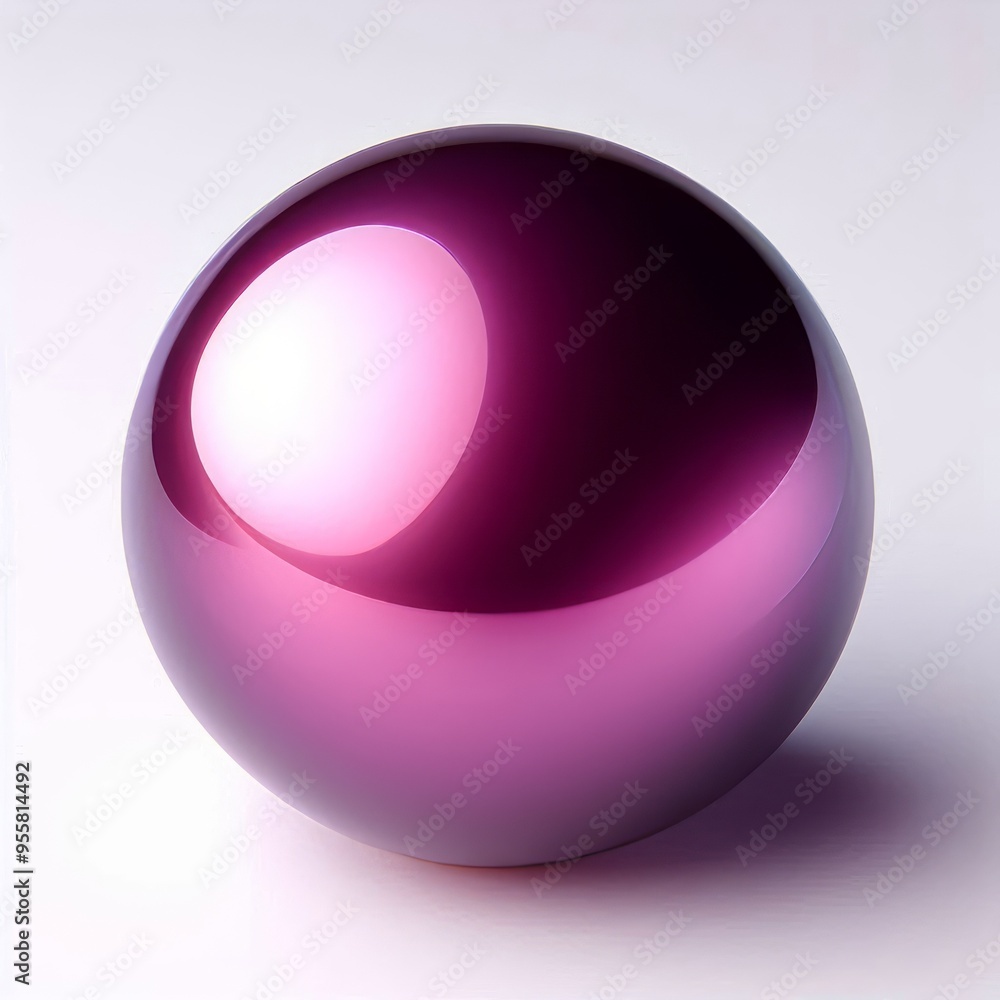 Obraz premium Pink glossy crystal ball, 3D sphere icon, isolated on white background