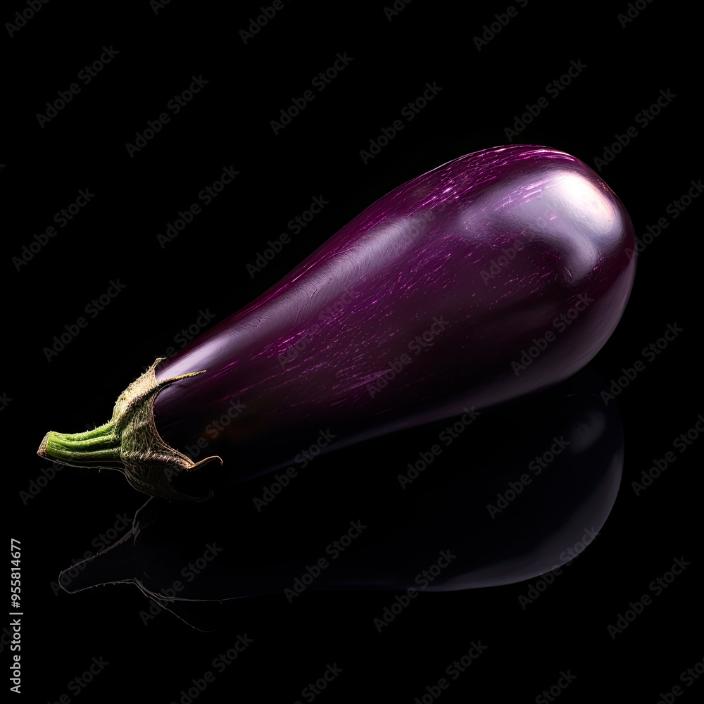Sleek and Stylish: Eggplant on Black Background